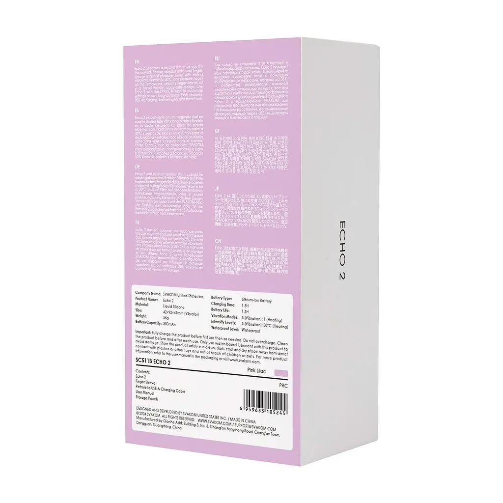 Смарт-вібратор для клітора Svakom Echo 2 Pink Lilac, підігрів до 38 °C, знімна насадка на палець - фото 11