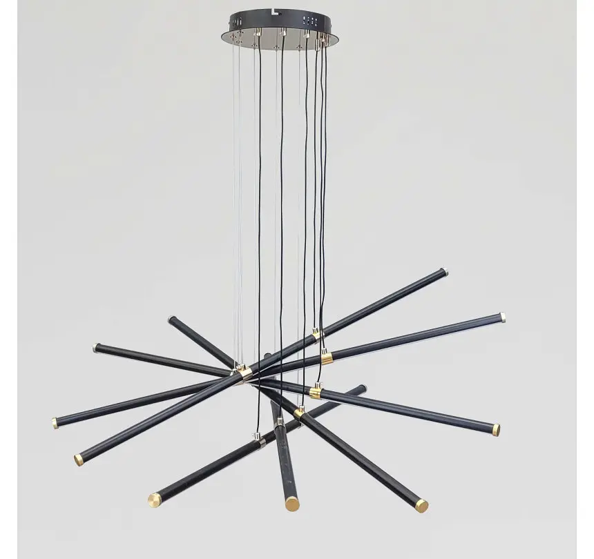 Велика підвісна LED-люстра Artlight L445/6BK+GD 150 Вт, 3 режими, чорно-золота, висота до 105 см, від 30-40 м² - фото 2