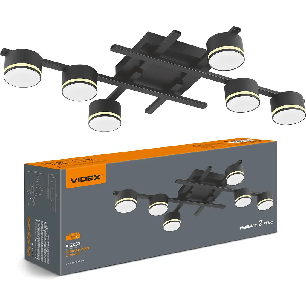 Светильник Videx под лампу 6xGX53 накладной черный (VL-SPF31-6B) - фото 2