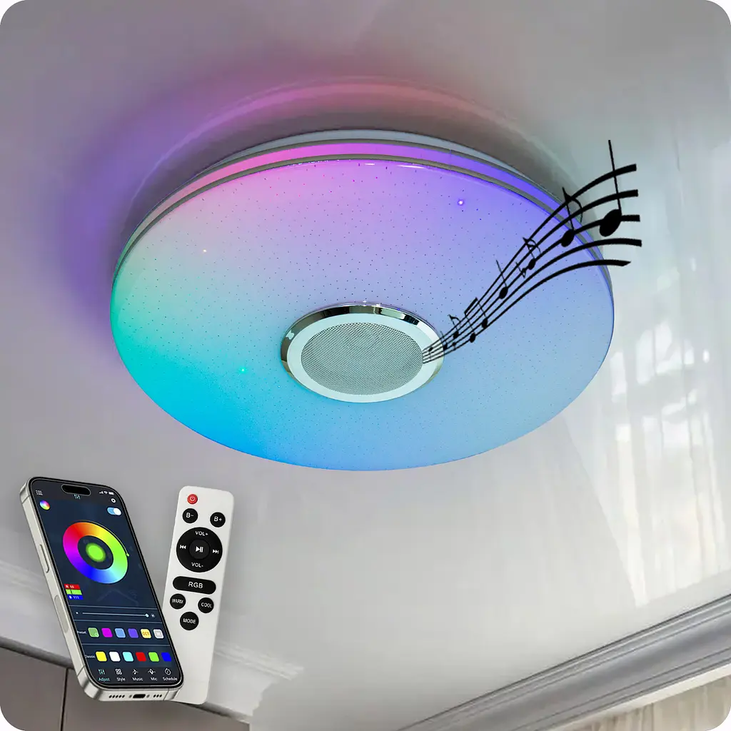 Люстра світлодіодна 517 Dlight RGB з пультом і колонкою 70Вт Білий (02175)