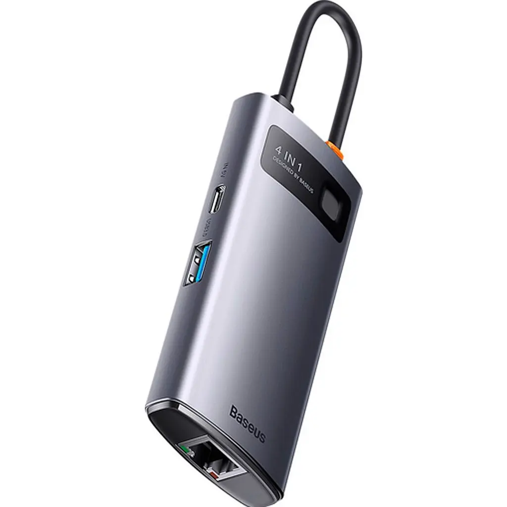 USB-хаб Baseus Metal Gleam Series 4-in-1 Gray (WKWG070113) [110336] - фото 2