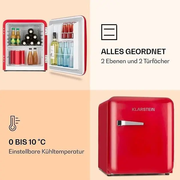 Холодильник в ретро стилі Klarstein Audrey Mini 48л (10033345) - фото 6