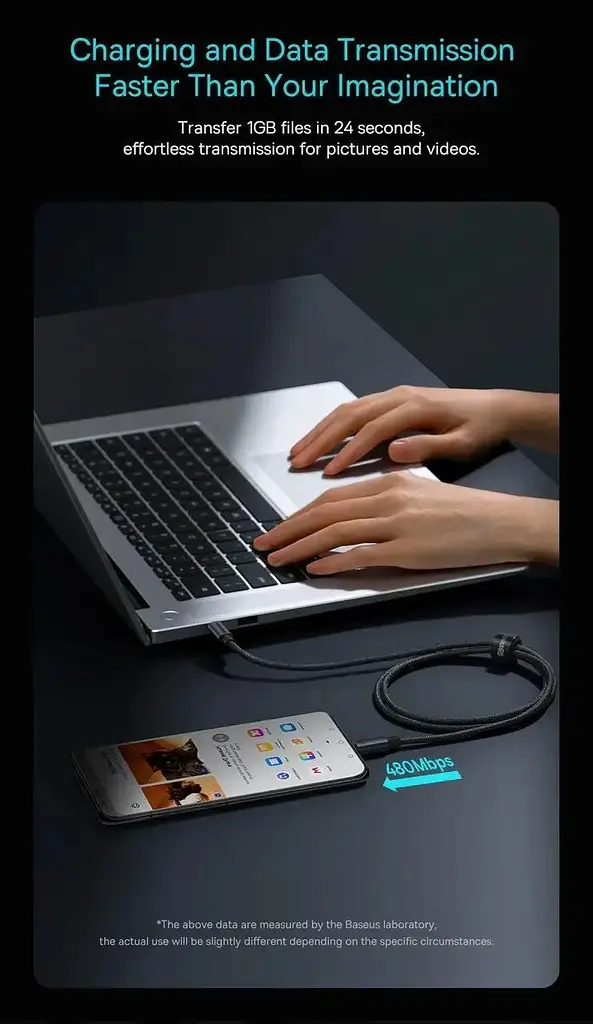 Кабель Baseus Minimalist Series Fast Charging Data Cable Type-C to Type-C 100W 5A 2m Black (CAJY020101) - фото 4