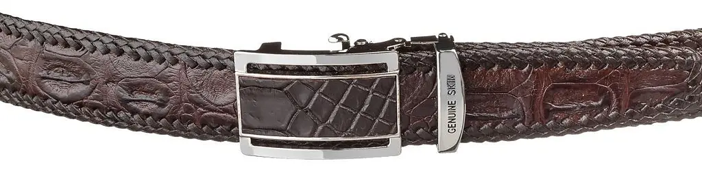 Ремінь-автомат з натуральної шкіри крокодила коричневий CROCODILE LEATHER 18171 120 см - фото 2