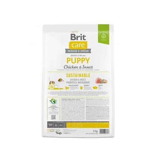 Сухий корм Brit Care Dog Sustainable Puppy для цуценят, з куркою та комахами, 3 кг - фото 4
