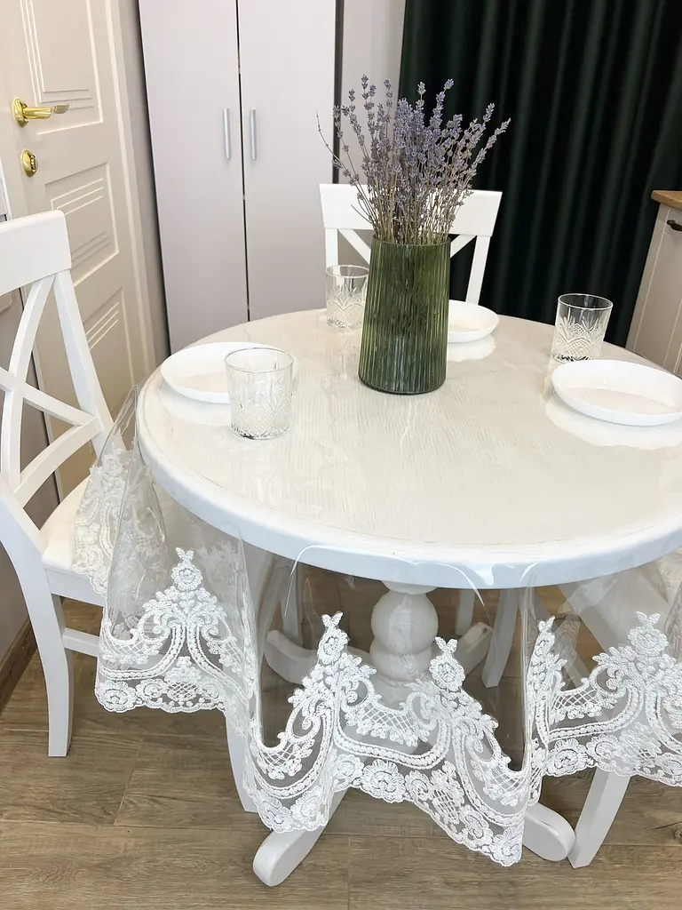 Силіконова скатертина з молочним мереживом Арка Elit 250х150 см - фото 10