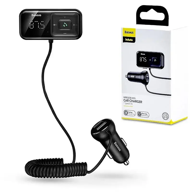 Трансмітер модулятор адаптер авто BASEUS S-16 Wireless MP3 Car Charger T typed 2USB - фото 2