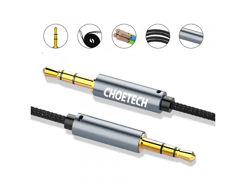 Кабель Choetech AUX 3.5 - 3.5 TRS 1.2 м Black (AUX002) - фото 2