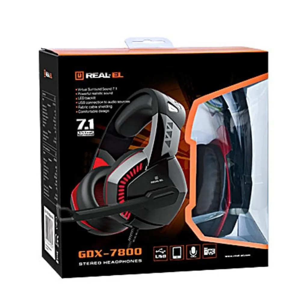 Навушники REAL-EL GDX-7800 Black/Red (EL124100027) - фото 8