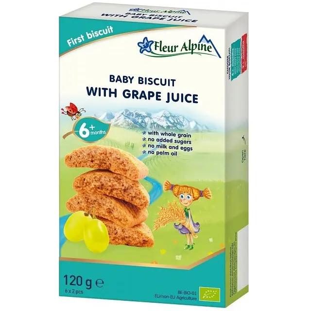 Уцінка. Печиво дитяче Fleur Alpine Organic, з виноградним соком, 120 г