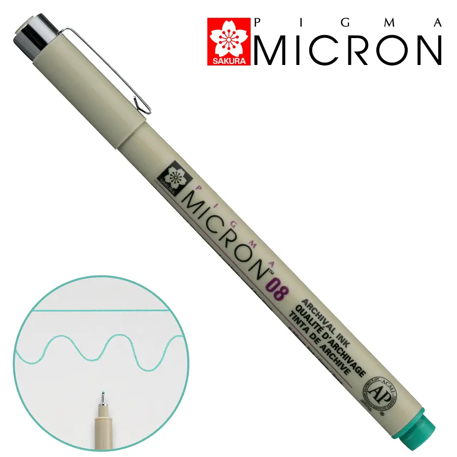 Лінер Sakura PIGMA MICRON (0.8), 0,5 мм зелений
