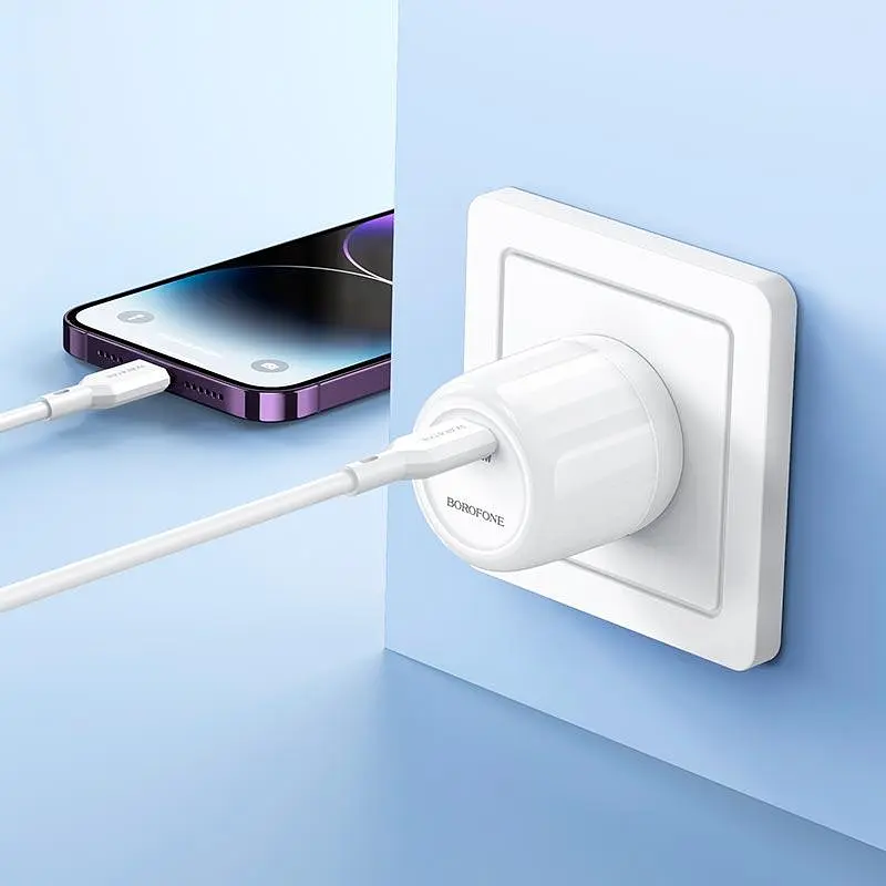 Адаптер мережевий Borofone Lustrous single port charger BA92A |1Type-C, 3A/20W, PD/QC| - фото 2