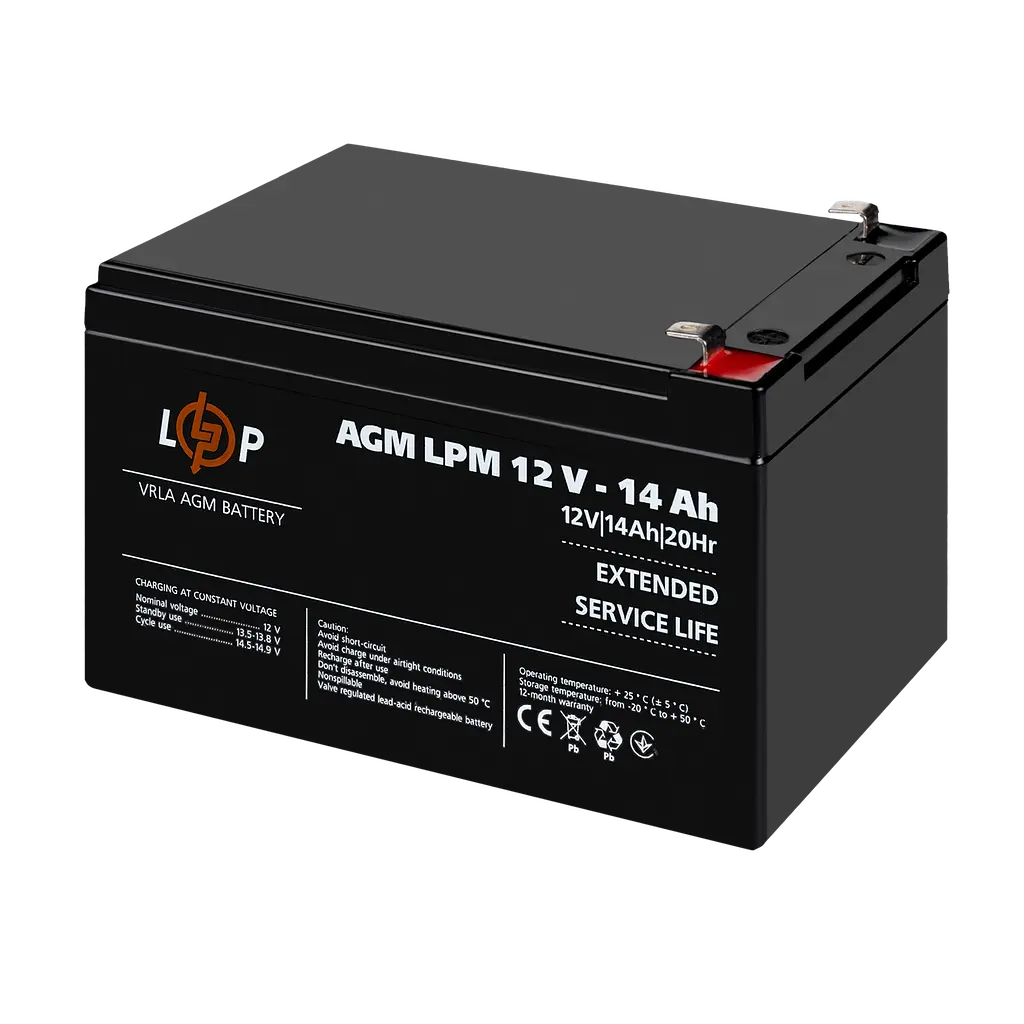 Акумулятор AGM LPM 12V - 14 Ah - фото 3