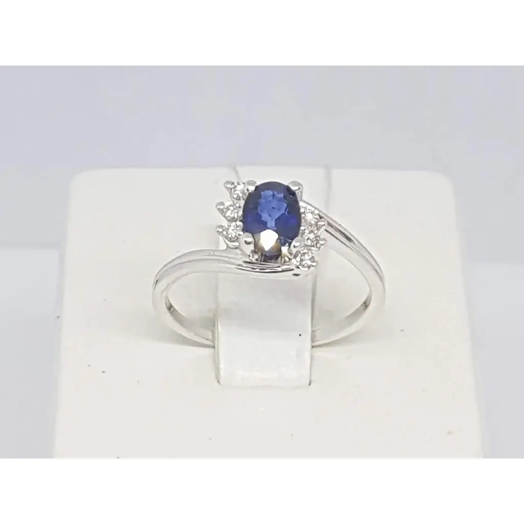 Золоте кільце Геліос з діамантами і сапфіром. Артикул 55062626BS332 17,5 - фото 4