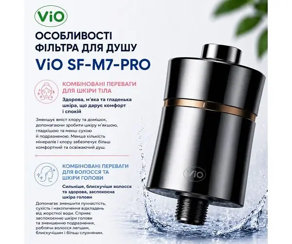 ViO SF-M7-PRO, Фільтр для душу універсальний, сріблястий, металевий - фото 3