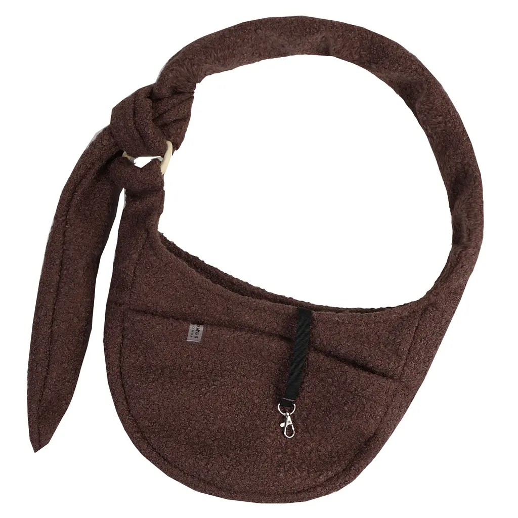 Слінг сумка переноска через плече для тварин собак котів дрібних порід до 6 кг ремінцем із кишенею dogs bomba коричневий  - фото 8