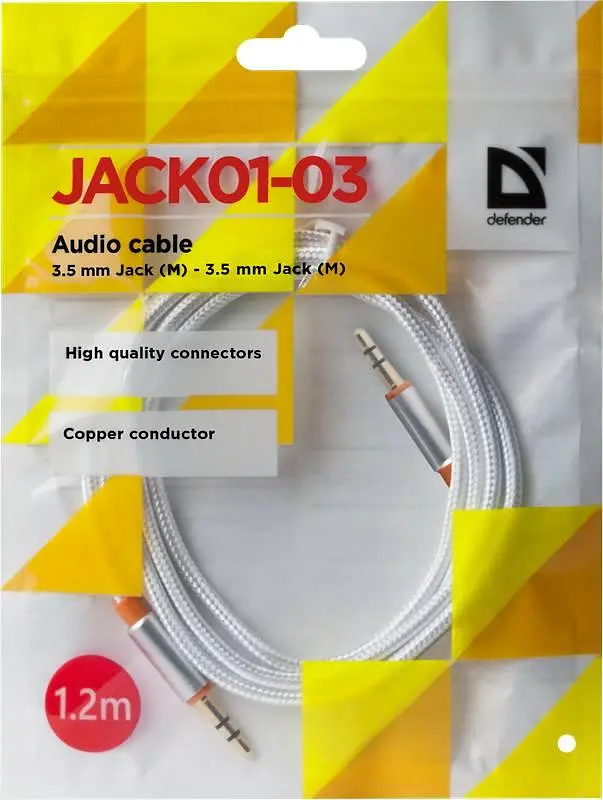 Кабель AUX Audio TRS M/M 1.2м JACK01-03 білий Defender - фото 3