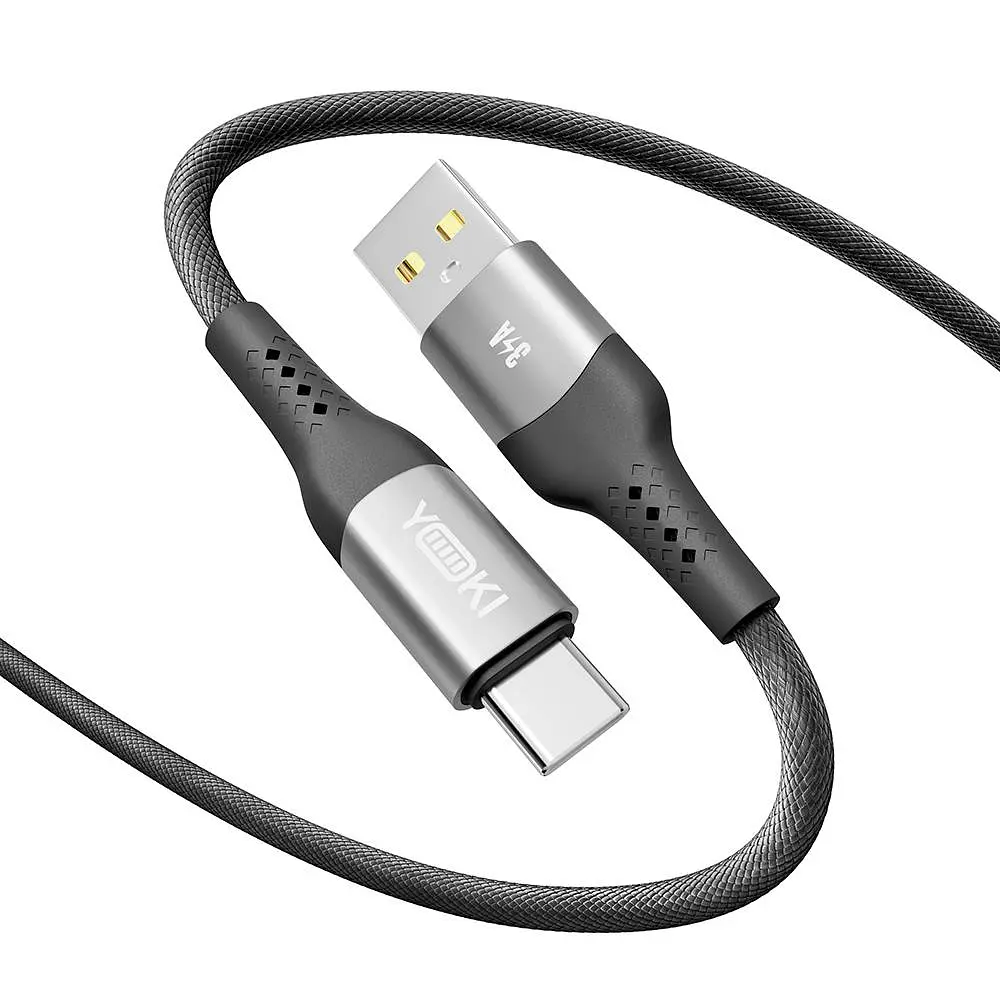 Кабель для заряджання та обміну даними Yoki YK-SO15 SOLID Series USB/Type C 60W 3A/20V 2 м Чорний - фото 4