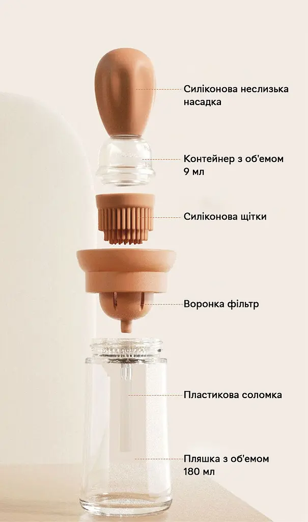 Диспенсер для масла и уксуса Semi Dispenser 180 мл, Blue/Turquoise с силиконовой кистью - фото 9