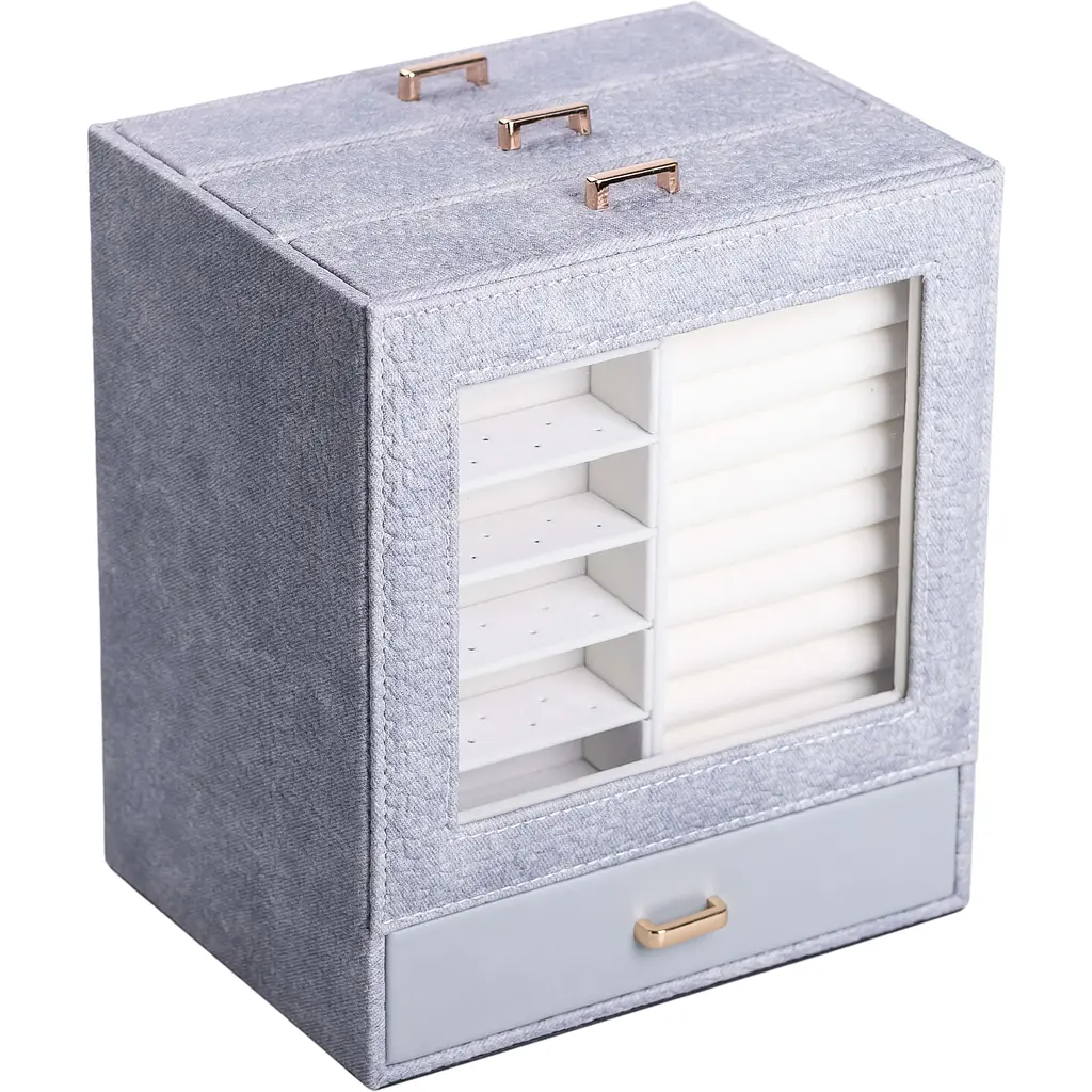 Шкатулка-комод Yiwu для украшений 23x20x15 см серая HP-5-16G - фото 2