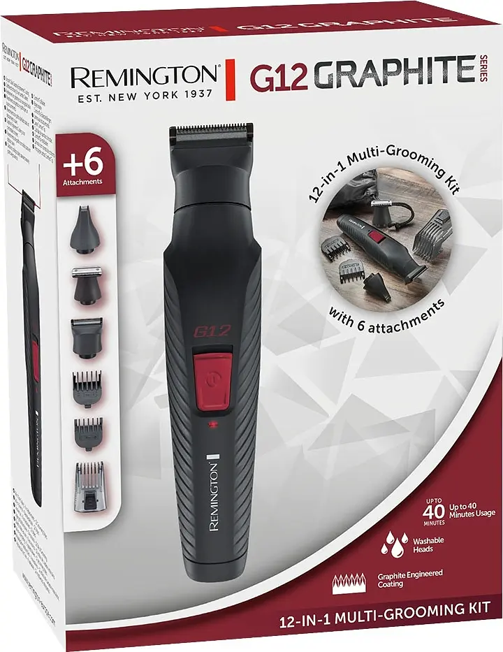 Набор для стрижки Remington Graphite, для головы, усов, бороды, носа и тела, акум., насадок-6, черный - фото 7