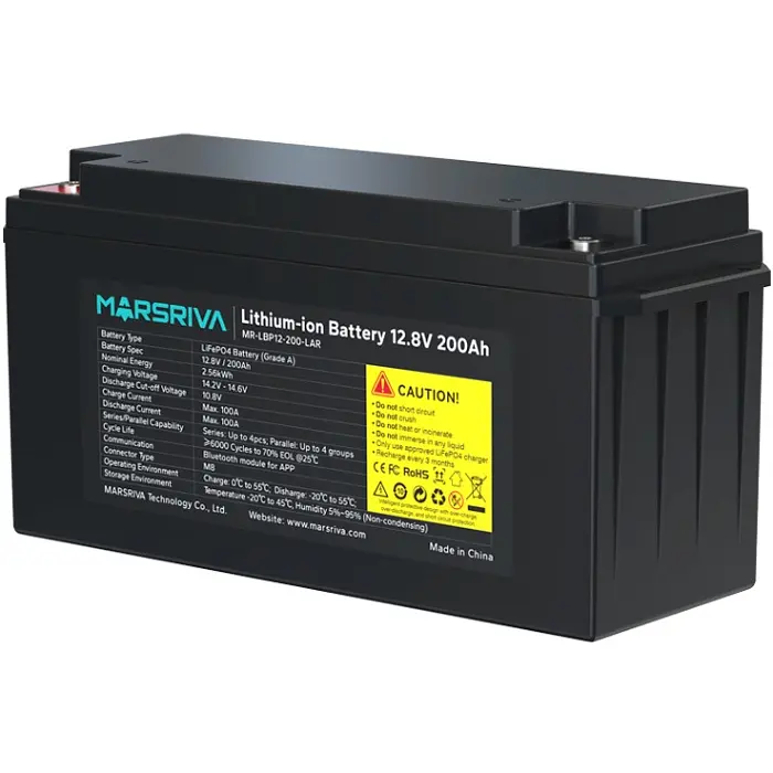 Акумуляторна батарея Marsriva LiFePO4, 12.8V/200Ah (MR-LBP12-200-LAR), 2.56kWh - фото 3
