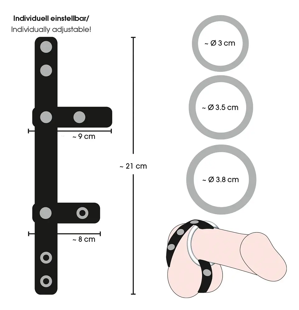 Набір ерекційних кілець Bad Kitty Leather Strap (чорний) - фото 6