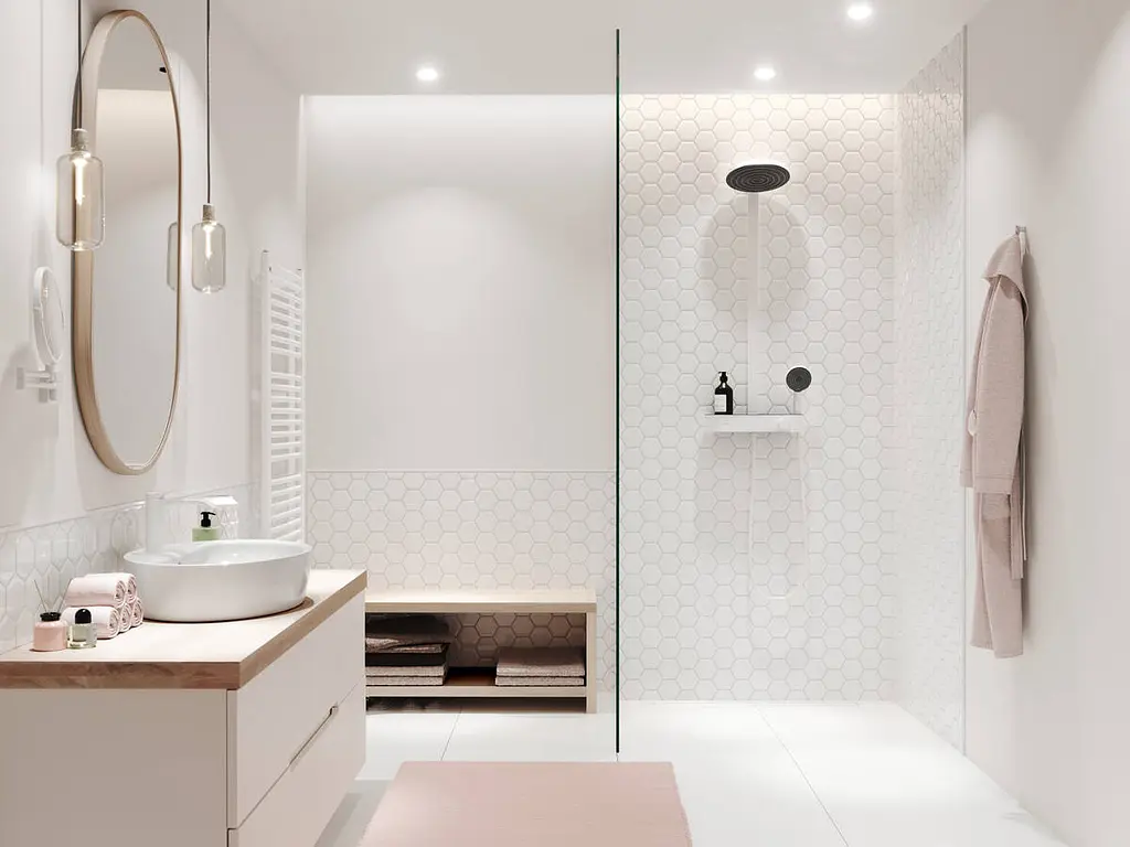 Душова система з термостатом Hansgrohe Pulsify Showerpipe 260 2jet EcoSmart matt white 24241700 - фото 3