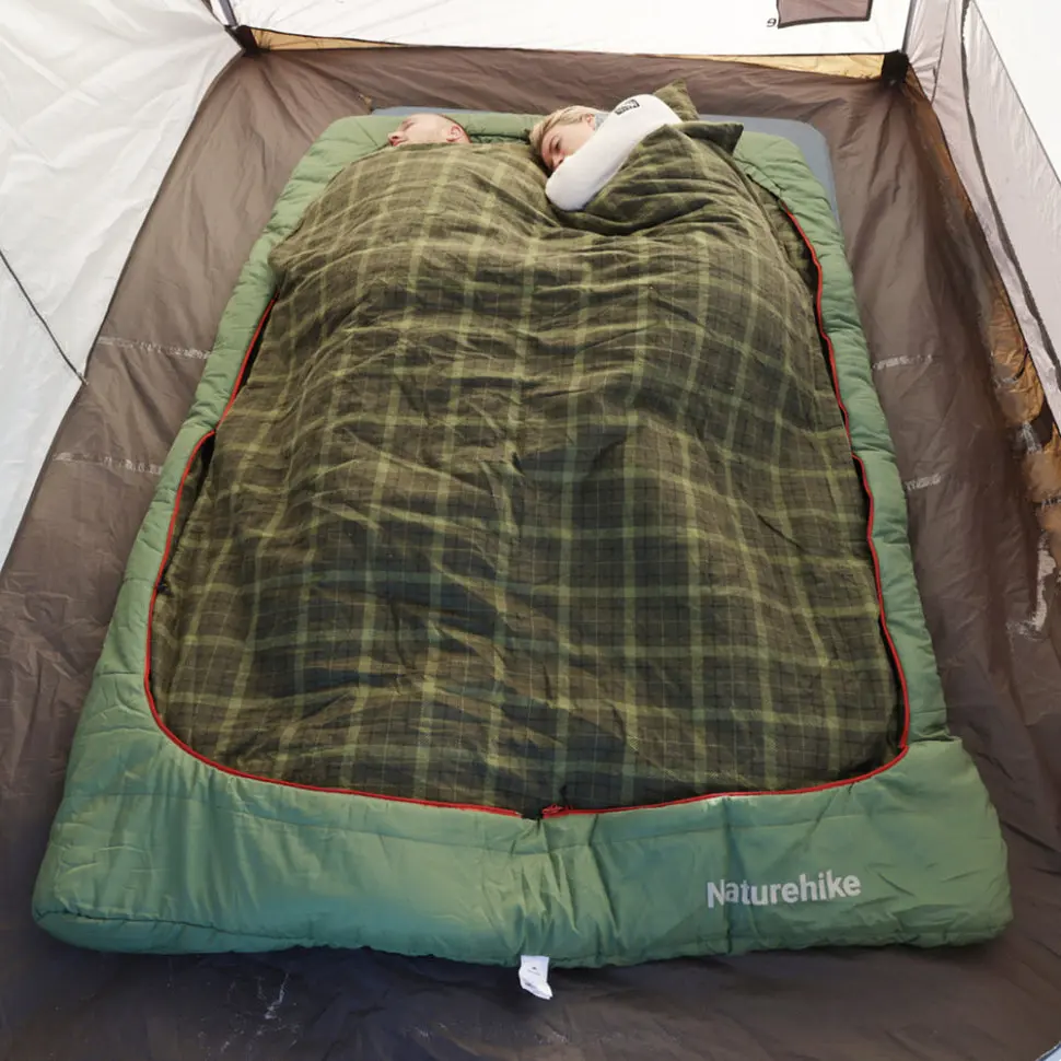 Спальный мешок двухместный Naturehike CNK2350WS019 с подушками (Зеленый) - фото 5