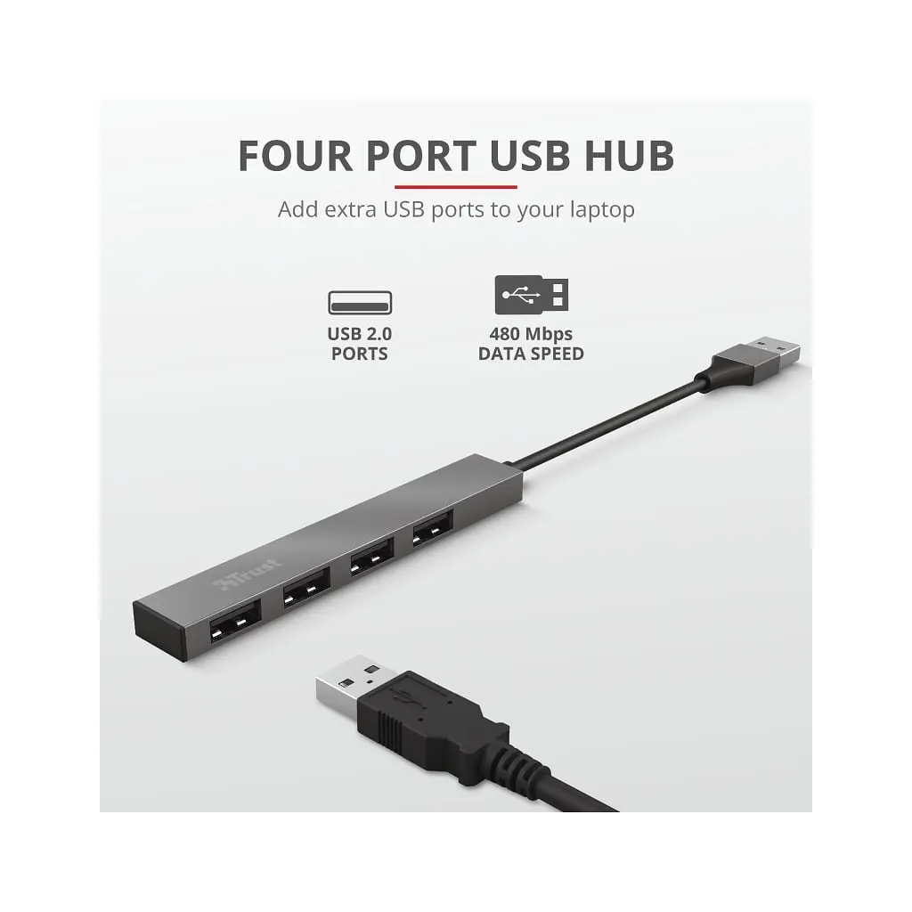 Концентратор Trust Halyx Aluminium 4-Port Mini USB Hub (23786_TRUST) - фото 9