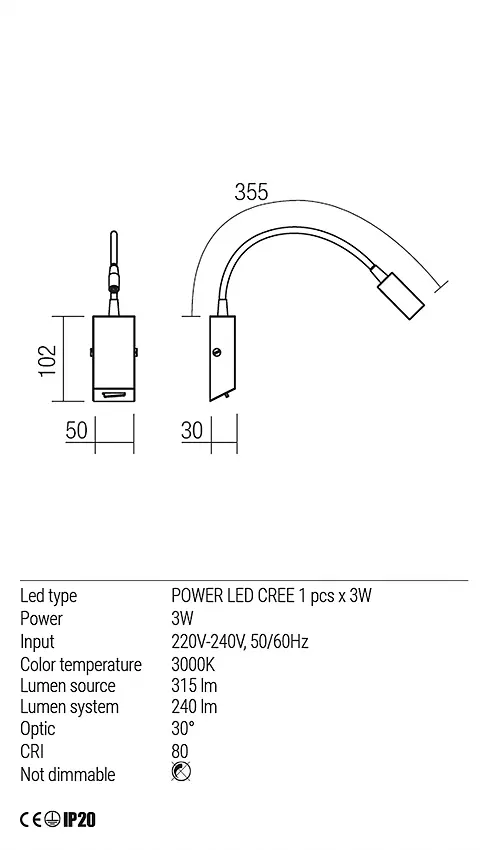 Бра Redo HELLO AP LED 3W BK (5.1.2) 01-1194 - фото 3