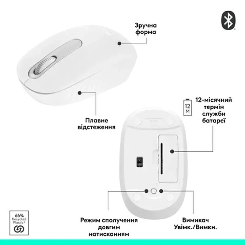 Мишка Logitech M196 Bluetooth Off-White (910-007460) - фото 11