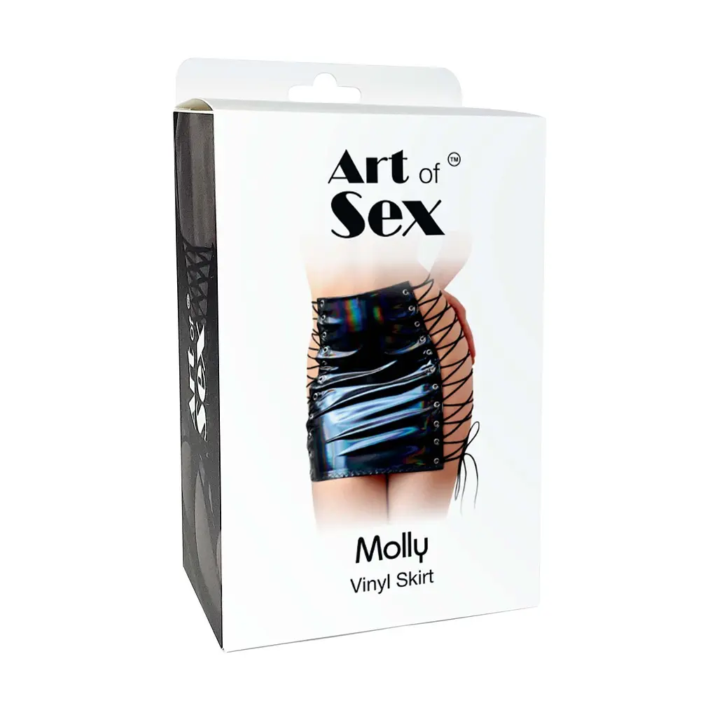 Лакована спідниця на шнурівці Art of Sex - Molly, колір чорний, XS-M - фото 3