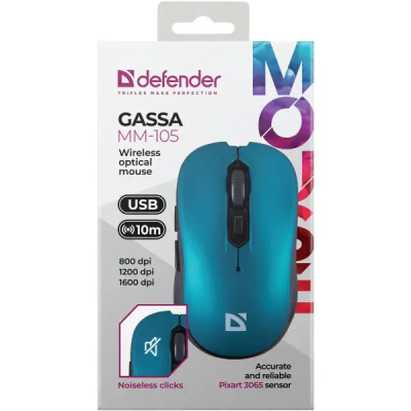 Мишка Defender Gassa MM-105 Wireless Turquoise (52102) - фото 5