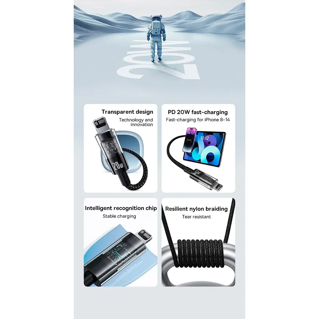 Кабель Baseus Gem Fast-Charging Data Cable Type-C to Lightning 20W 2m purple (P10373001511-01) - фото 6