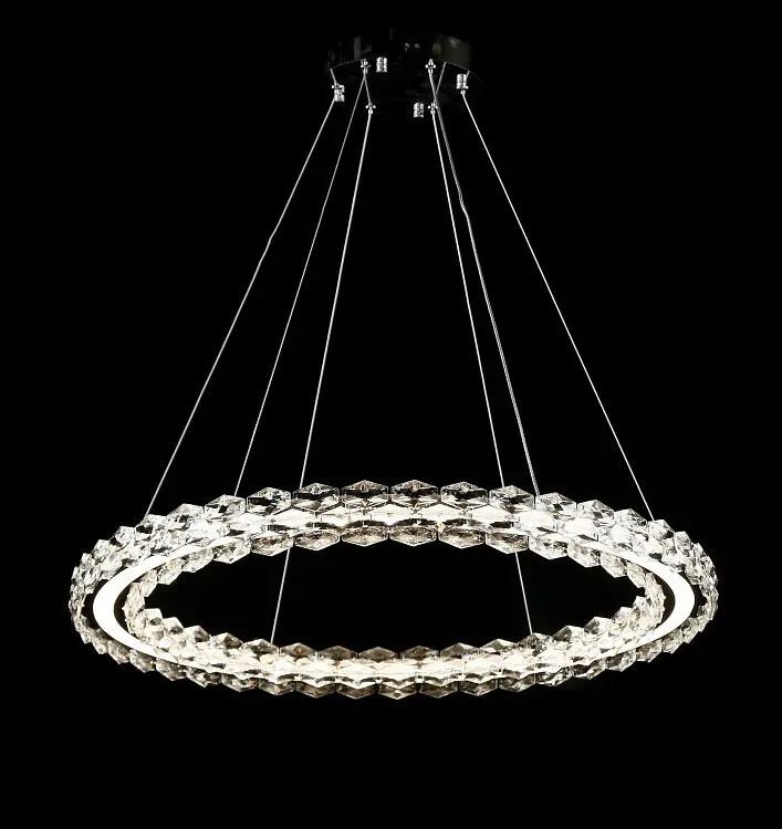 Велика підвісна світлодіодна хромована люстра Splendid Ray L33152/700/1 LED (CR) з кришталевим кільцем 70 см - фото 2