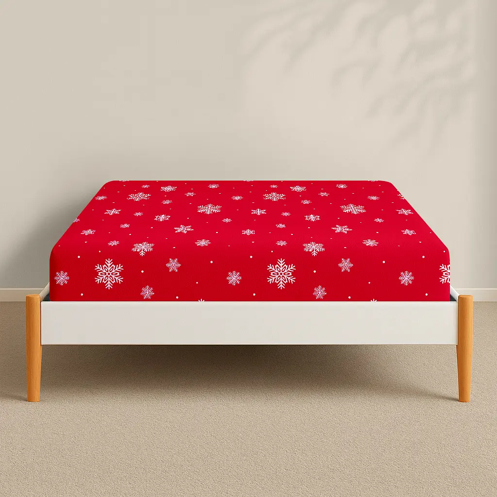 Простирадло на резинці фланель 160х200х30 SNOWFLAKES CRANBERRY COSAS (4822052475850) - фото 2
