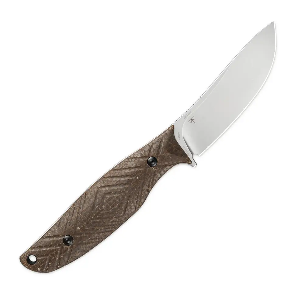 Ніж з чохлом туристичний SRM Fossa 605T-MW, (8.8 см) 14C28N / Micarta коричневий - фото 2