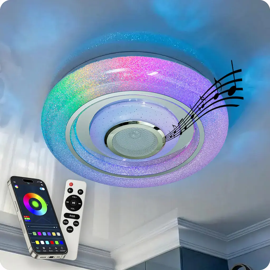 Люстра світлодіодна 517 Dlight RGB з пультом і колонкою 70Вт Білий (02151)