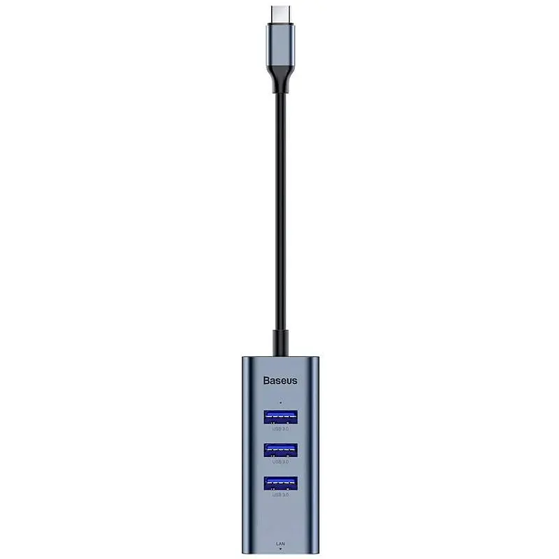 Мультипортовий адаптер USB Хаб Baseus Enjoy series Type-C to 3xUSB3.0+RJ45 CAHUB-M0G Grey - фото 4