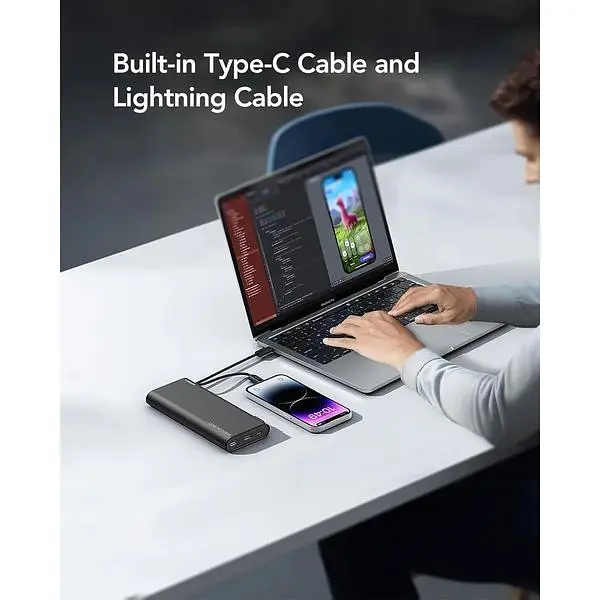 Портативное зарядное устройство Veger 100 Вт с кабелем макс. 130 Вт 25000 мАч ноутбук быстрая зарядка USB C - фото 2