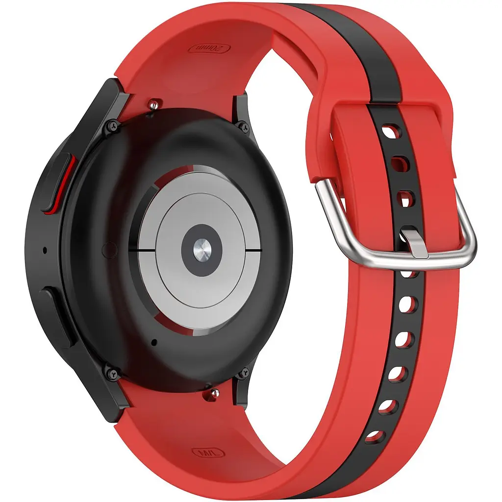 Ремешок для Samsung Galaxy Watch 5 40mm - красно-черный ширина крепления 20мм силикон Watchbands D2 (W16-7WB66359488) - фото 1