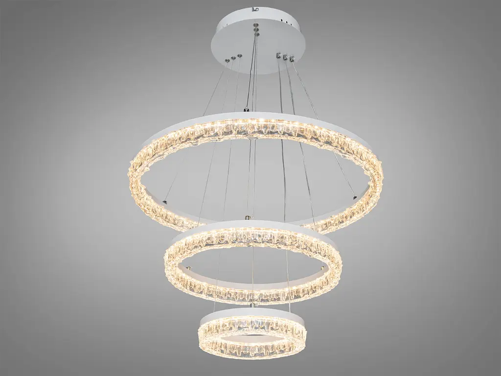 Підвісна LED-люстра Diasha MD78200/600+400+200WH, біла, 3 світлові кільця, Ø60 см, 105 W - фото 3