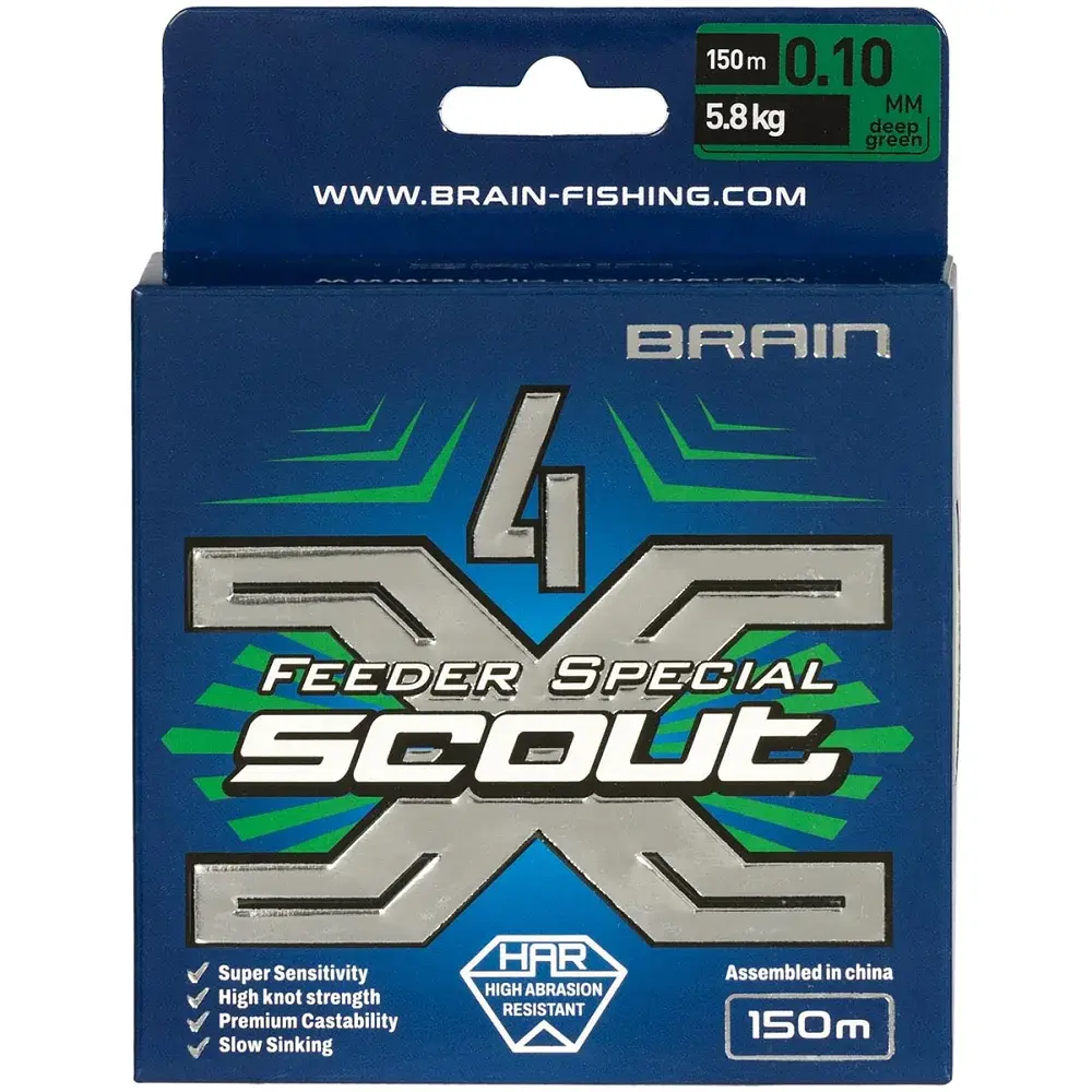 Шнур Brain Scout 4X 150 м (deep green) 0.100 мм 5.8 кг - фото 2