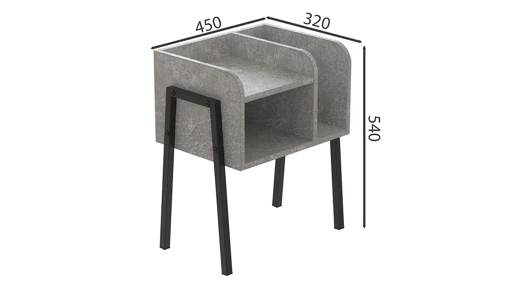 Тумба модульная Ferrum-decor Амели 540x450x320 металл Черный ДСП Бетон 16 мм (FRD-103010) - фото 2