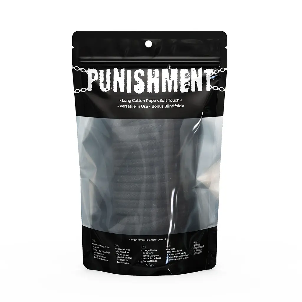 Бавовняна мотузка для шибарі Punishment – Bondage Rope – Black, 9,7 м, чорна - фото 5