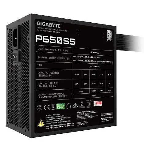 Блок живлення 650 Вт, P650SS, Black, 80+ Silver Gigabyte teh0028976 - фото 4