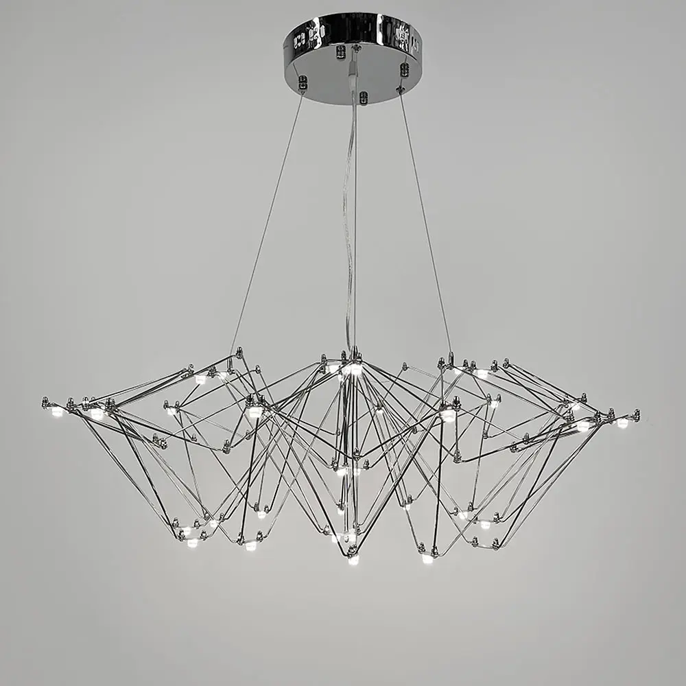 Невесомая серебряная люстра Ø 80 см Ст. MJ 206-800 CH | Line F - фото 6