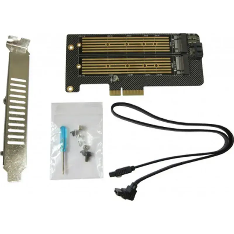 Контролер Dynamode 2х M.2 NVMe M-Key /SATA B-key SSD to PCI-E 3.0 x4/ x8/ x16, (PCI-Ex4- 2xM.2 MB-key) - фото 2