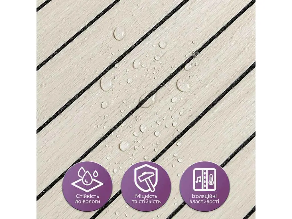 Покриття вінілове самоклеюче 3D рейки STICKER WALL 600*600*2,8мм Дуб перлинний пісок SW-00002200 - фото 5